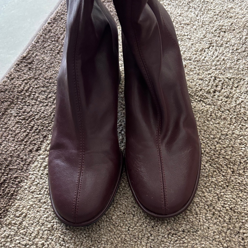 H&M Women’s Burgundy Leather Ankle Boots